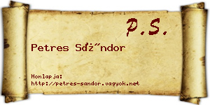 Petres Sándor névjegykártya