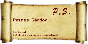 Petres Sándor névjegykártya