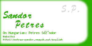 sandor petres business card